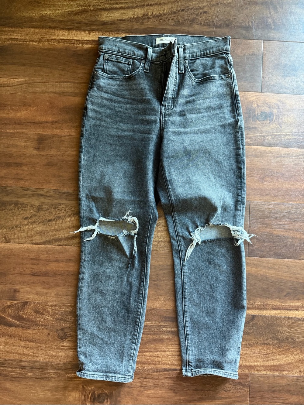 Madewell Distressed Black-Gray Boyfriend Jeans